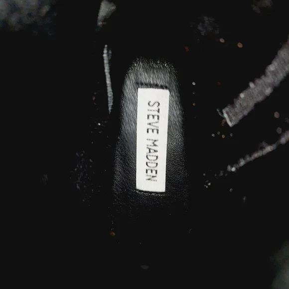 New Steve Madden Black Cobra Rhinestones Ankle Platform Boots C70 - Picture 9 of 11